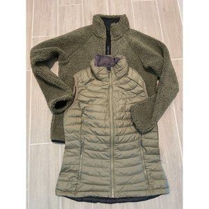 Bundle | Columbia Women's  fleece sherpa and Columbia Vest | Army Green / Size M